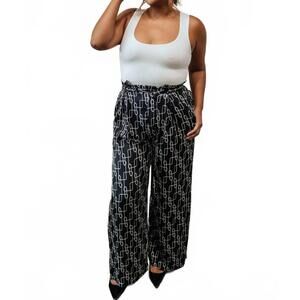NEW INA FASHION amy geo print pants in black/champagne